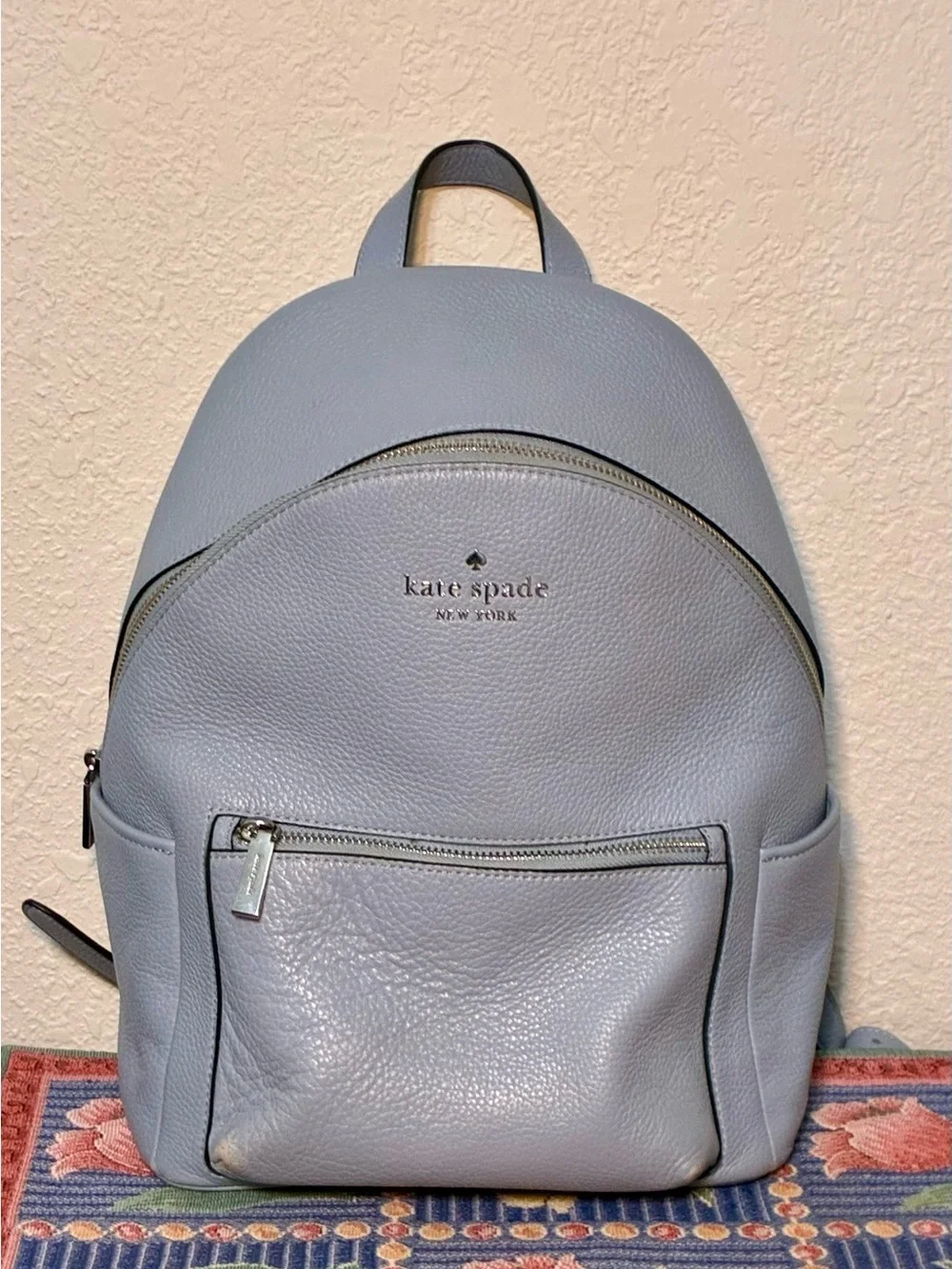 kate spade Dusty Blue Leila Dome Pebbled Leather Backpack